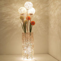 LUVODI โคมไฟตั้งพื้น โมเดิร์น E27 LED Hand-Woven Rattan Flower Floor Lamp with Wicker Light Ball  Lighting Upscale Decoration Atmosphere Lamp โคมไฟตั้งพื้น