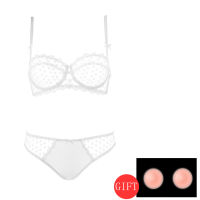 Half Cup Sexy Transparent Lingerie Set Plus Size Bras Underwear Ultra Thin Women Lace Push Up See Through Bra And Panties Sets
