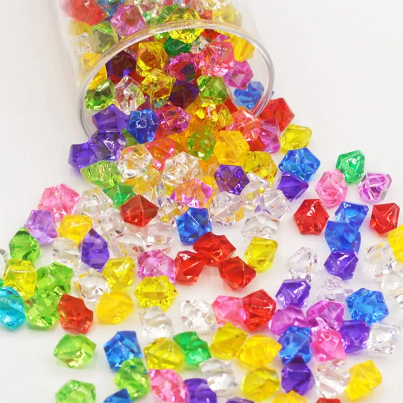 100 PCS Plastic Gems Ice Grains Colorful Small Stones Kids Acrylic