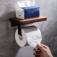 Creative solid wood paper towel rack Punch free wooden toilet paper holder Toilet rack Black walnut Toilet roll holder rack Toilet Roll Holders