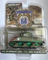 Greenlight 1/64 Battalion 64 Series 1 - 1952 M4 Sherman Tank - U.S. Army Korean War Chase Car (ล้อเขียว) 61010-B