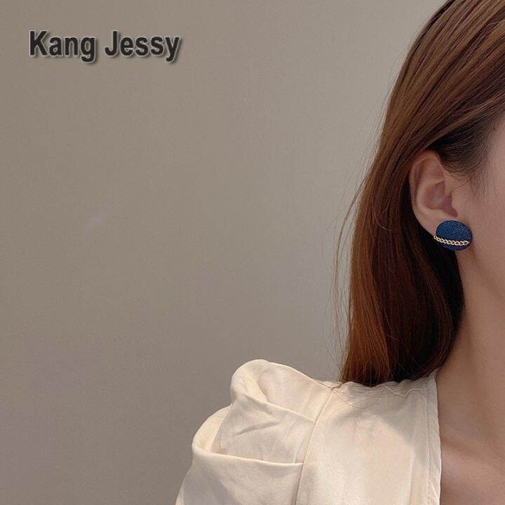 kang-jessy-2023-ใหม่สไตล์เกาหลีรุ่นฤดูใบไม้ร่วงและฤดูหนาวต่างหูสักหลาดรูปทรงเรขาคณิตต่างหูแบบเดียวกับที่นิยมในโลกออนไลน์ขนาดเล็กและเรียบง่ายสำหรับผู้หญิง