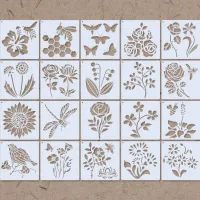 New Creative Farm Flower and Grass Painting Template Butterfly Bird Auxiliary Drawing Hollow Template Painting Supplies Shoes Accessories