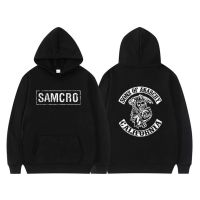 เสื้อกันหนาว มีฮู้ด พิมพ์ลาย Sons ofSAMCRO สองด้าน สไตล์สตรีท ฮาราจูกุ สําหรับผู้ชาย