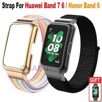 สายนาฬิกาข้อมือไนล่อน พร้อมเคส แบบเปลี่ยน สําหรับ Huawei Band 7 6 Honor Band 6 Huawei Band 8 【QYUE】