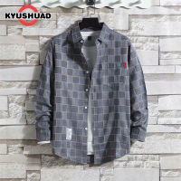 KYUSHUAD เสื้อเชิ้ตผู้ชาย เสื้อเชิ้ตแขนยาวสไตล์เกาหลีทรงหลวมเสื้อขนาดใหญ่พิเศษเสื้อนักเรียนเสื้อฤดูใบไม้ผลิและฤดูร้อน