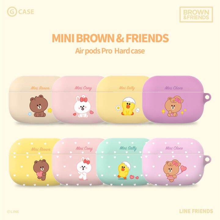 ของแท้-เคสหูฟังแข็ง-กันกระแทก-ลายการ์ตูน-line-friends-brown-cony-sally-พร้อมพวงกุญแจโลหะ-สําหรับ-apple-airpods-3-airpods-pro-airpods-2-1