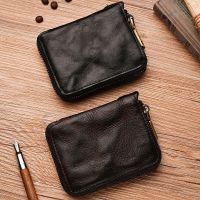 2023 New★ Mens leather wallet zipper short vertical wallet compact handmade vegetable tanned pure top layer cowhide trendy vintage