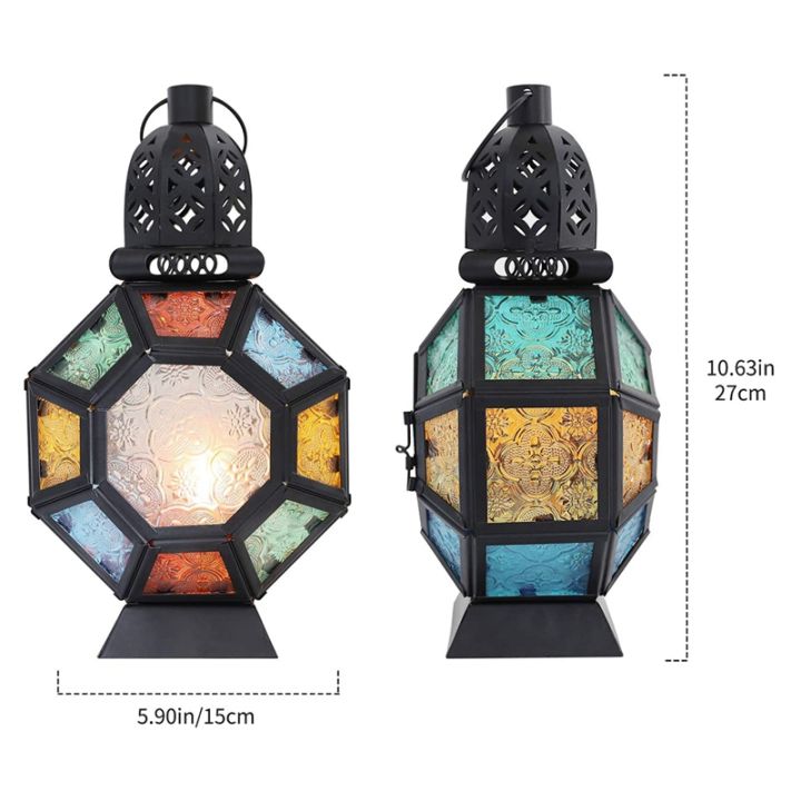 retro-iron-candle-lantern-portable-moroccan-stained-glass-candle-holder-hanging-lamp-horse-light-wind-lantern-home-decor