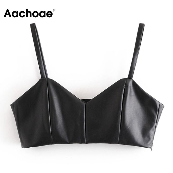 aachoae-women-fashion-pu-faux-leather-camis-vintage-v-neck-backless-zipper-camisole-female-party-sexy-backless-cropped-tank-top