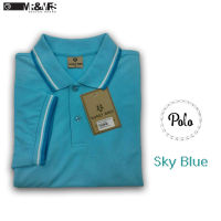 เสื้อโปโลชาย/หญิง เสื้อคอปกชาย แขนสั้น แบบคลีบ POLO ผ้าCOTTON (สีฟ้า)