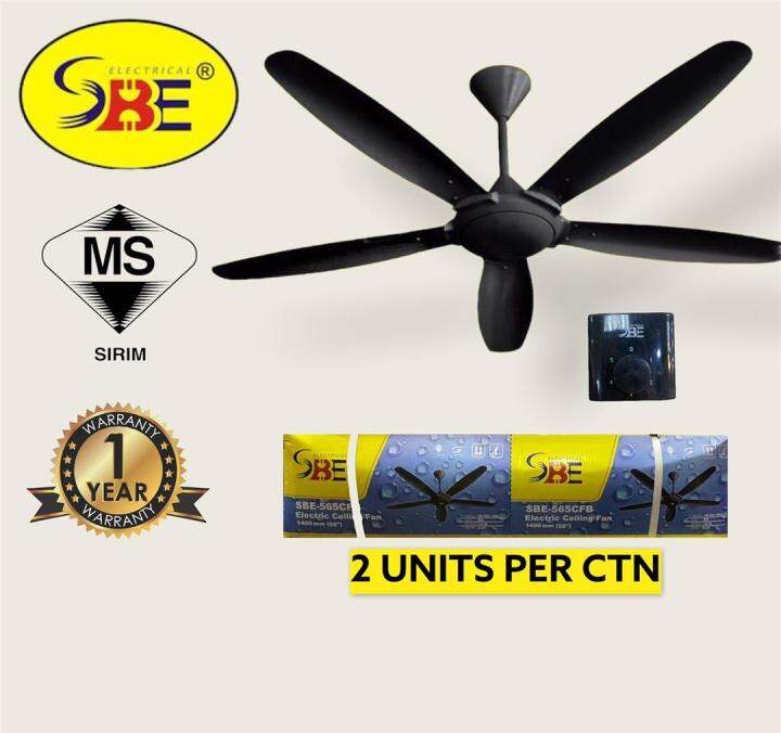 SBE 5 Blades 5 Speeds with Manual Regulator Ceiling Fan Black/ Kipas