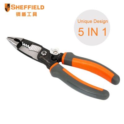 SHEFFIELD Pliers Multi-function tool 5 in1 Electrician Needle Nose Pliers Wire Stripping Cutter Crimping Pliers S035057