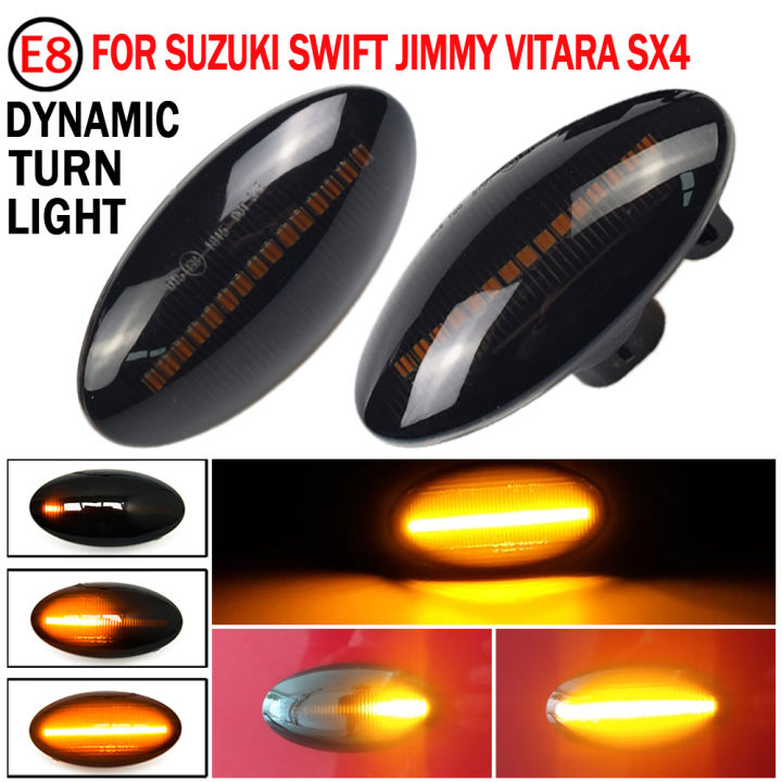 สำหรับ-suzuki-swift-jimmy-vitara-sx4-alto-ไฟเลี้ยว-led-รถแบบไดนามิกด้านข้าง-marker-น้ำไหล-blinker-light-คู่