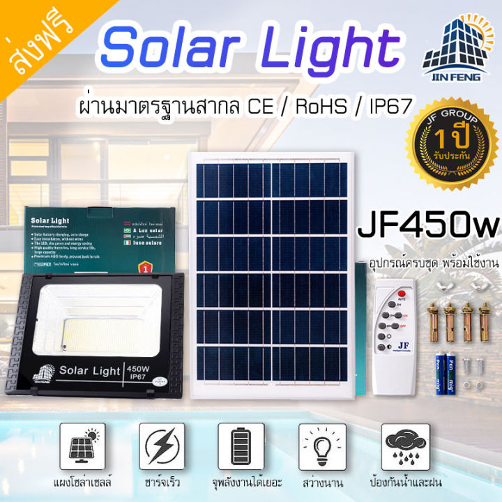 jinfeng-ไฟโซล่าเซลล์-jf-450w-350w-250w-150w-75w-55w-35w-ไฟโซล่าเซล-solar-light-พร้อมรีโมท-แสงสีขาว-ไฟสปอตไลท์-ไฟ-solar-cell-กันน้ำ-ip67-รับประกัน-1-ปี