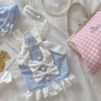 Sweet Plaid Dog Dresses Love Buttons Dog Vest Summer Pet Dog Clothes For Small Dogs Skirt Lace Yorkshire Terrier Ropa Perro Dresses