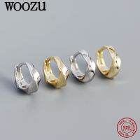 [Han ornaments] WOOZU 925เงินสเตอร์ลิง INS เรียบบิดต่างหูห่วงสำหรับผู้หญิงบุคลิกภาพฝรั่งเศสพังก์ร็อกผู้ชายวิจิตรหูหัวเข็มขัดเครื่องประดับของขวัญ