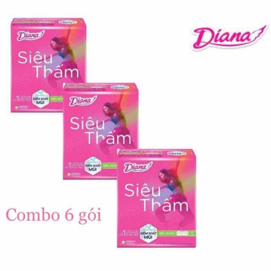 Viền êm - chống tràn  combo 6 gói băng vệ sinh diana siêu mỏng , có cánh - ảnh sản phẩm 1