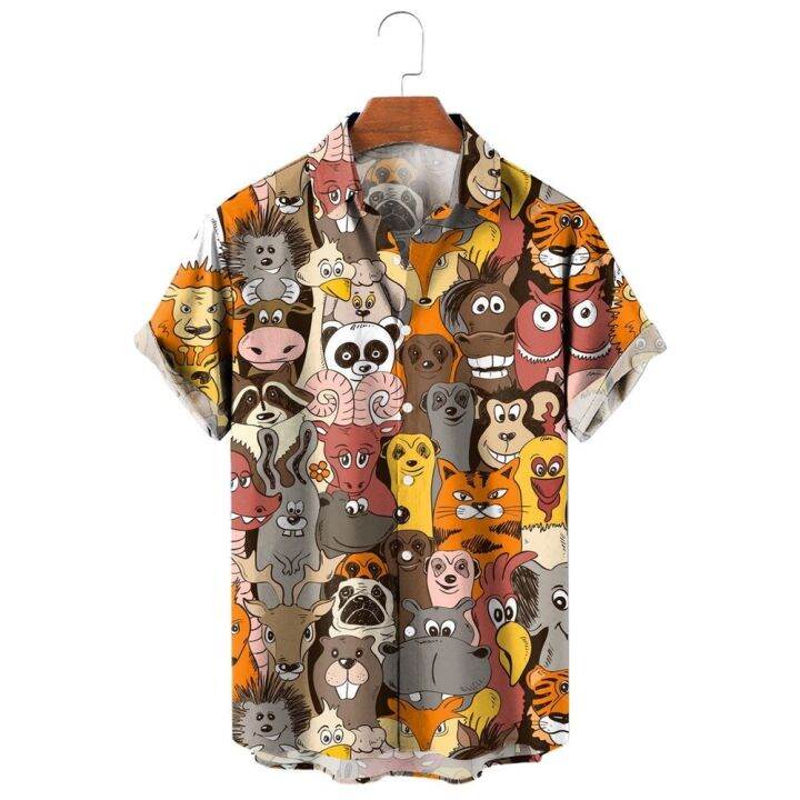 เสื้อเชิ้ตแขนสั้นลําลอง-พิมพ์ลายหัวกะโหลก-3-มิติ-แฟชั่นฤดูร้อน-สไตล์ฮาวาย-สําหรับผู้ชาย