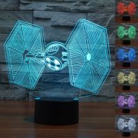 ✘◄ Star Wars 3D Night Light 7 Colors Gradient TIE Fighter USB LED Table Lamp