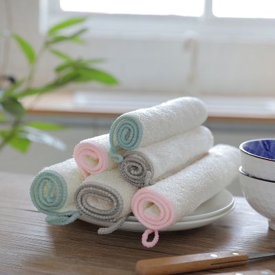 ✴♟❉ 3PCS Natural Bamboo Fiber Thickened Cleaning Cloth Kitchen Dishcloth White Dish Towel Easy To Clean Bathroom Rags Cleaning Tools