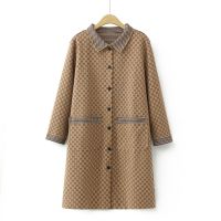 【มีไซส์ใหญ่】Plus Size Womens 2XL-5XL Both Sides Wear Spring Autumn Trench Coats Long Sleeved Vintage Printed Fashion A-line Female Windbreak