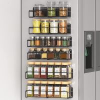 【CC】 Fridge Shelf Spice Holder Magnetic Paper Organizer Storage Rack Accessories