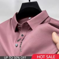 【CC】☌✕❉  High-end Silk Elasticity Printing Polo Shirt 2023 Luxury Short Sleeved Business T-shirt Mens Clothing