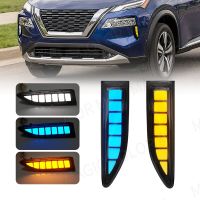 For Nissan Rogue Xtrail X-Trail 2022 2023 Fog Lamp Daytime Running Lights Daylight DRL Turn Signal Dual Colors White Yellow BlueSignal Light Assemblie