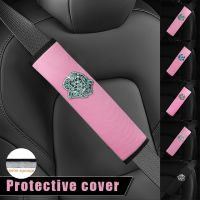 2Pcs Womens Car Seat Belt Cover Rose Pink Safety Belt Shoulder Cover Breathable Protection Seat Belt Padding Pad Auto Interior Seat Covers