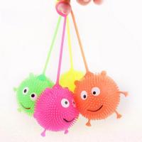 Led Bouncy Balls Light Up Toys Rubber Glowing Ball Flash Luminous Smile Fluffy Vent Reduced Pressure Toy Supplies