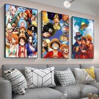 ▥♦ การ์ตูนอะนิเมะ One P-Pieces อะนิเมะโปสเตอร์ Sticky Decoracion ภาพวาด Wall Art กระดาษคราฟท์สีขาว Wall Decor