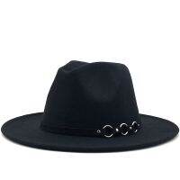 Simple Wool Fedora Warm Jazz Hat Chapeau Femme Feutre Panaman Hat Ring Felt Women Fedora Hats With Belt Vintage Trilby Caps