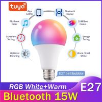 [Super bright bulb] 15วัตต์บลูทูธสมาร์ทหลอดไฟ LED โคมไฟ RGB CCT เปลี่ยนสีควบคุมโทรศัพท์มือถือ TUYA Bombilla Led Light ตกแต่งงานปาร์ตี้คริสต์มาส