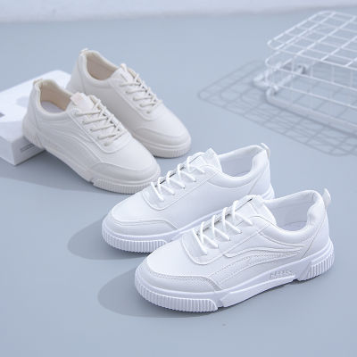 Source รองเท้าผ้าใบสีขาว hipster VINTAGE bege White Basic Platform Fashion INS Women Sports Shoes