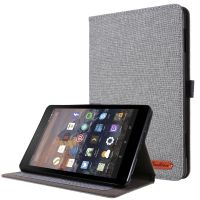 สำหรับ Amazon Kindle Fire HD 10 2021ฝาพับแบบแนวนอน TPU + กล่องหนังพียูป้องกันผ้าที่มีคลิปใส่ป้ายชื่อ (สีเทา)