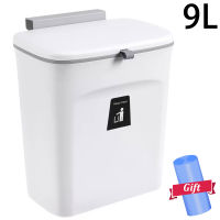 7L 9L Wall Mounted Trash Can Bin With Lid Waste Bin Kitchen Cabinet Door Hanging Trash Bin Garbage Car Recycle Dustbin Rubbish