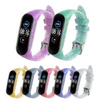 （Bar watchband）ForBand 4/5ผู้หญิง ShinyAccessories HighSilicone สายรัดข้อมือ ForMi Band 5 NFC