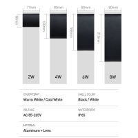 2วัตต์4วัตต์6วัตต์8วัตต์ LED โคมไฟติดผนัง IP65Waterproof กลางแจ้งอลูมิเนียมโคมไฟติดผนังระเบียงสวนรั้วในร่มที่ทันสมัยนอร์ดิกเชิงเทียนโคมไฟ85-265โวลต์