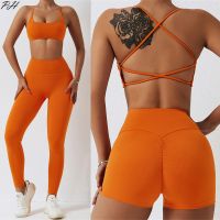 【YD】 Seamless Set Workout Sportswear Gym Clothing 2Pcs Sport Sets Hight Waist Leggings Shorts