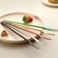 New 304 Stainless Steel Sanded Solid Fruit Fork Creative Fashion Candy Dessert Food Fruit Toothpick Practical Kitchen Accessorie