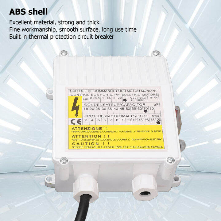 กล่องควบคุมปั๊มบาดาลในครัวเรือน-2-2kw-70uf-20a-ตัวควบคุมปั๊มจุ่มเรียบ-เปลือก-abs-พร้อมเบรกเกอร์ป้องกันความร้อนสำหรับบ้าน