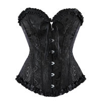 Gothic Brocade Overbust Corset Top Victorian Corselet Body Shaper Bustier Plus Size