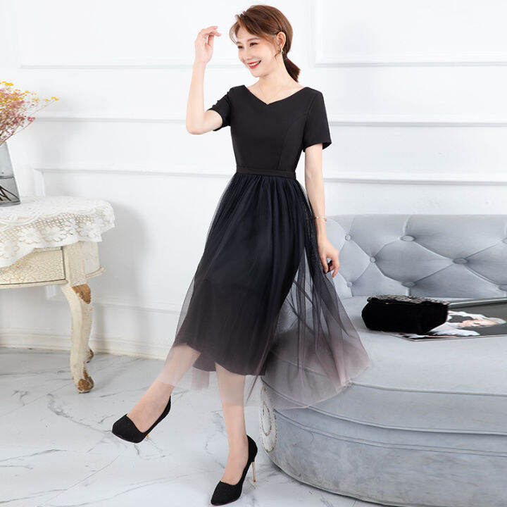 japan-and-south-korea-black-dress-womens-long-new-slim-temperament-v-neck-dress-daily-evening-dress