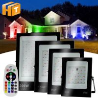 50W 100W 200W RGB Led Flood Light Waterproof 220V LED Spotlight With Remote Control For Path Garden Street Gate Outdoor Lighting