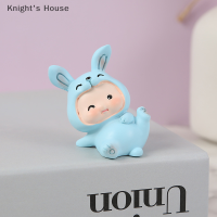 Knights House ตุ๊กตากระต่ายกระต่ายกระต่าย5.5ซม. ภูมิทัศน์ไมโครงานฝีมือตุ๊กตากระต่ายขนาดเล็กเรซิ่นของตกแต่งบ้าน