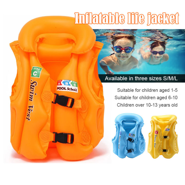 1-13 Age Children Inflatable Life Jacket Budak Kids Swim Vest Float Kid ...