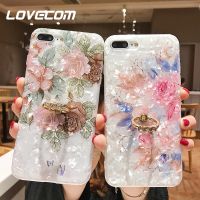 LOVECOM Retro Floral Ring Stand Phone Case For iPhone 14 13 12 11 Pro Max XR XS Max X 7 8 Plus Case Soft IMD Dream Shell Cover