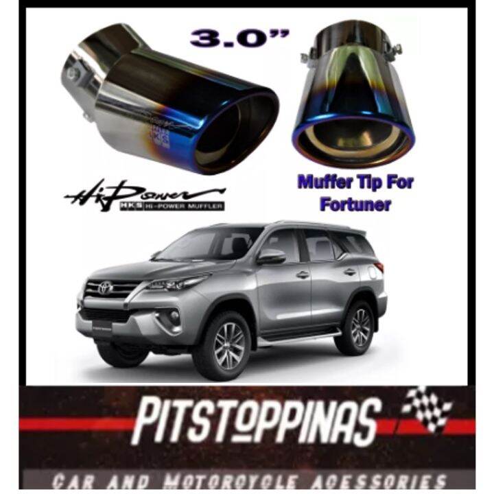 EXHAUST MUFFLER Toyota Fortuner HKS 3 MUFFLER TIP Curved Car Universal