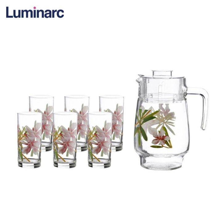 Luminarc Freesia Water Juice Glass Jug 7pc Drink ware set | Lazada PH